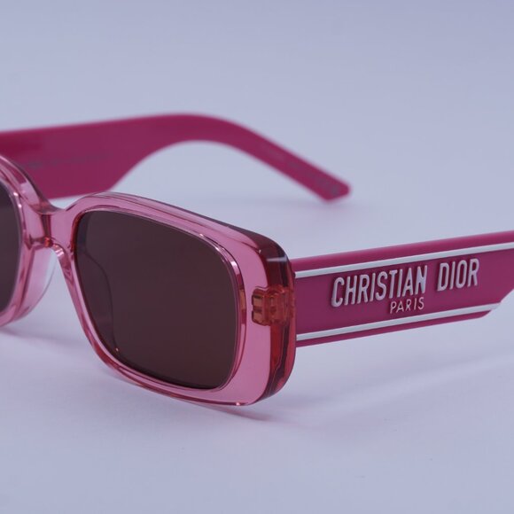 Dior WILDIOR S2U 73D0 Sunglasses Fuchsia Rectangle Frame, Bordeaux Lenses - Picture 3 of 14